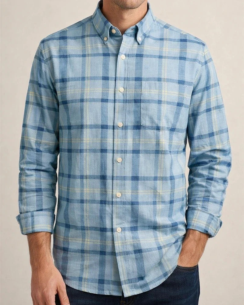 Four Seasons New Cotton Shirt Fashion Plaid Men's Shirt Long-sleeved Square Collar Casual Cotton Shirt | JRSEE:9164b116-caca-45cb-bfa7-1439c5d9845f