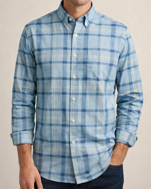 Four Seasons New Cotton Shirt Fashion Plaid Men's Shirt Long-sleeved Square Collar Casual Cotton Shirt | JRSEE:9164b116-caca-45cb-bfa7-1439c5d9845f