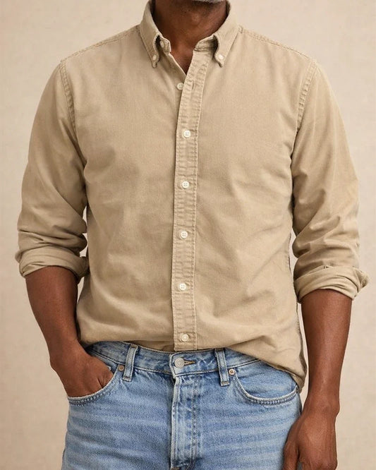 Four Seasons New Men's Daily Shirt Lapel Solid Color Shirt | JRSEE:adb7d258-b583-4dca-88fe-73bf1bfe5b94