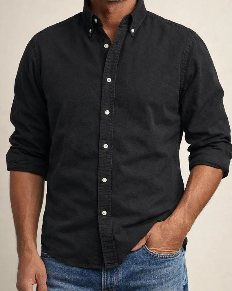 Four Seasons New Men's Daily Shirt Lapel Solid Color Shirt | JRSEE:d630638d-afec-4c7e-9849-2129cb3df958