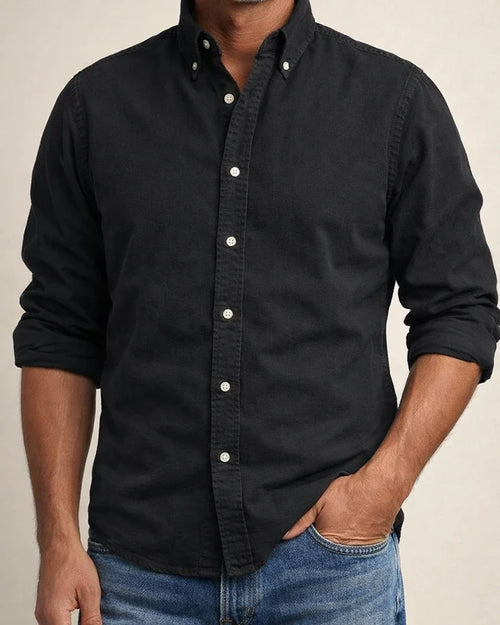 Four Seasons New Men's Daily Shirt Lapel Solid Color Shirt | JRSEE:d630638d-afec-4c7e-9849-2129cb3df958