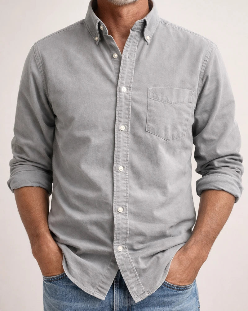 Four Seasons New Men's Daily Shirt Lapel Solid Color Shirt | JRSEE:e2fe3e01-f50a-4d35-a882-0e7c5d381cd7