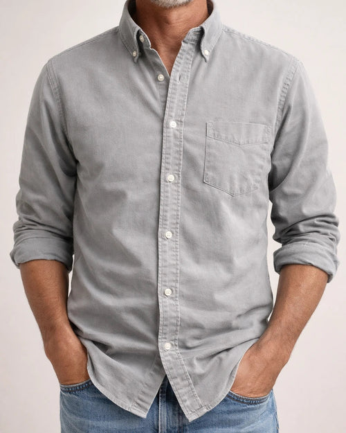 Four Seasons New Men's Daily Shirt Lapel Solid Color Shirt | JRSEE:e2fe3e01-f50a-4d35-a882-0e7c5d381cd7
