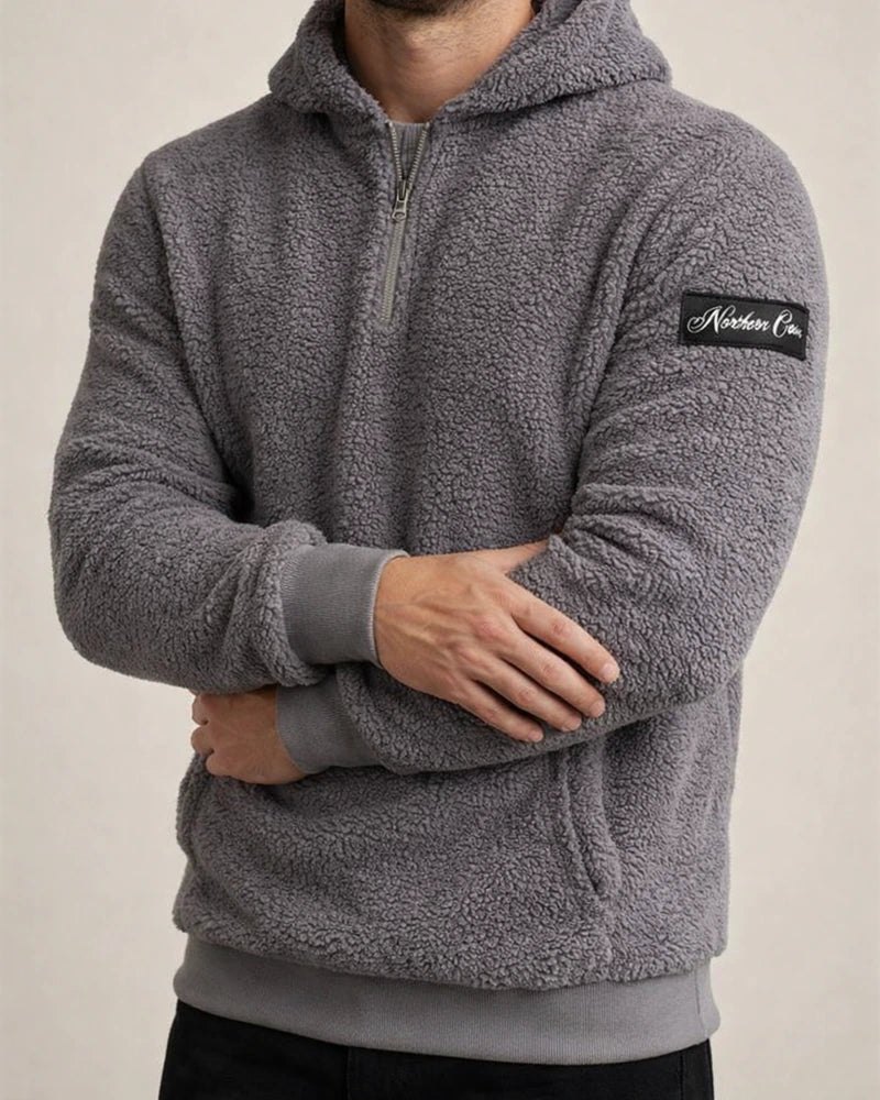 Half Zipper Loose Solid Color Pullover Pockets Insert Pockets Hooded Plush Sports Daily Men's Senior Jacket Sweater | JRSEE:7439bfec-f58a-40e2-8a37-c4142054e1b3