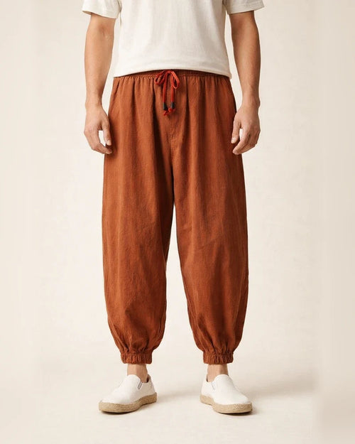 Harem Linen Pants for Men Plus Size Yoga Pants Premium Cotton Long Pants Casual Elastic Waist Drawstring Hippie Beach Pants Black | JRSEE:4a37cae4-51d2-42f4-8077-666fcf1c0180
