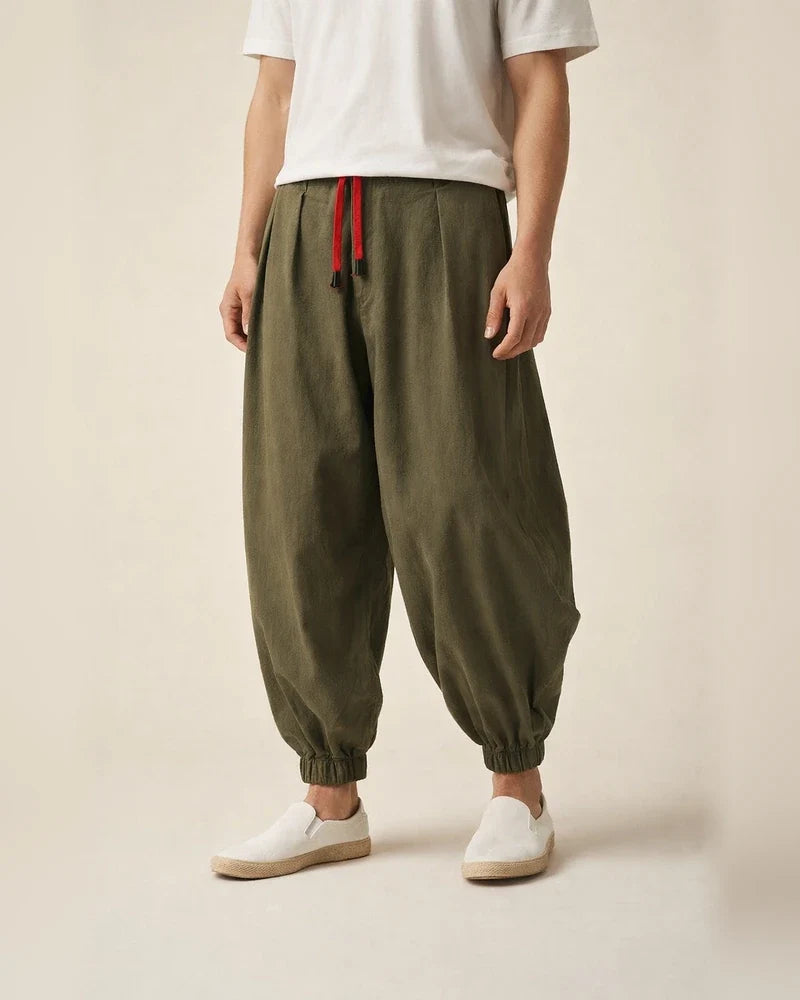Harem Linen Pants for Men Plus Size Yoga Pants Premium Cotton Long Pants Casual Elastic Waist Drawstring Hippie Beach Pants Black | JRSEE:54369ea1-fa16-4166-8116-b17431eb2547