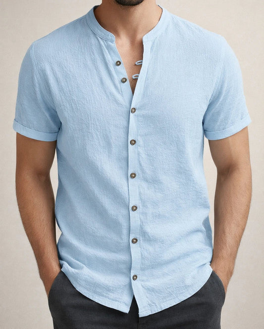 Hawaii New Fashion Men's Retro Buttons Cotton Linen Casual Short Sleeve Shirt | JRSEE:e3612356-5a85-4cae-93b7-ab0974665989