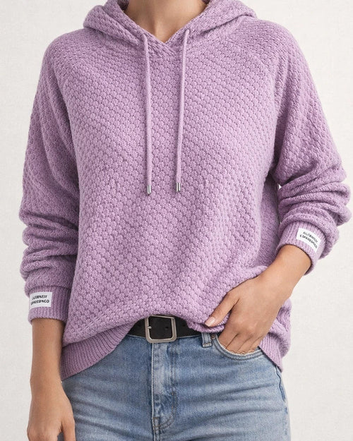 Hooded Drawstring Knit Sweater - New Fall/Winter Solid Color Casual Women's Sweater | JRSEE:56a51cd5-3475-4947-ab26-9c619f611008