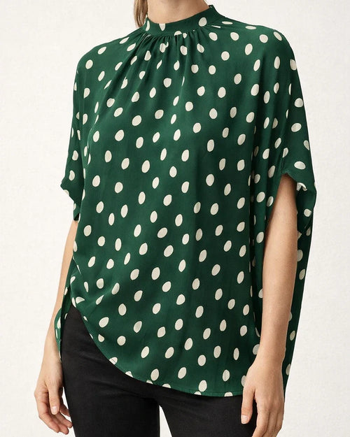 Hot Silver Polka Dot Shirt Women Autumn Temperament Commuter Design Sense Evening Sleeve Long Sleeve Blouse | JRSEE:c90cebde-afa3-4329-a39b-44b7760afa86