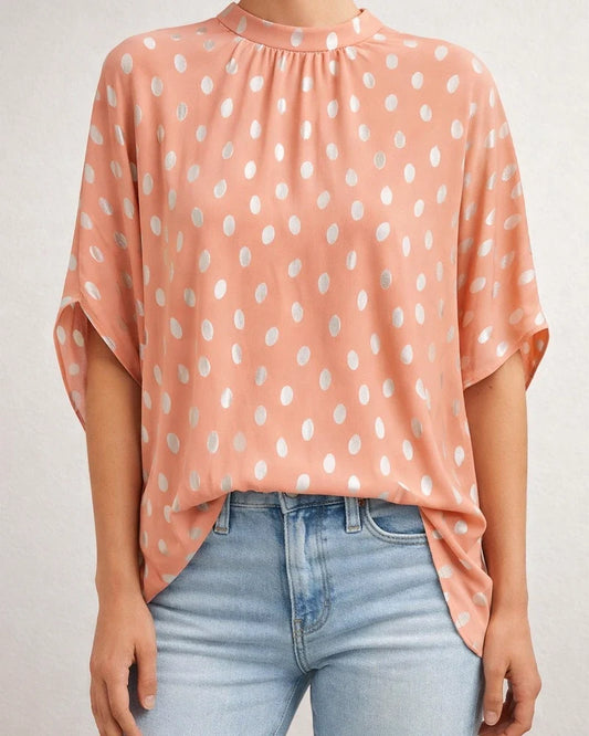 Hot Silver Polka Dot Shirt Women Autumn Temperament Commuter Design Sense Evening Sleeve Long Sleeve Blouse | JRSEE:cdf52450-83d0-4ff2-8166-11df0bc45a26
