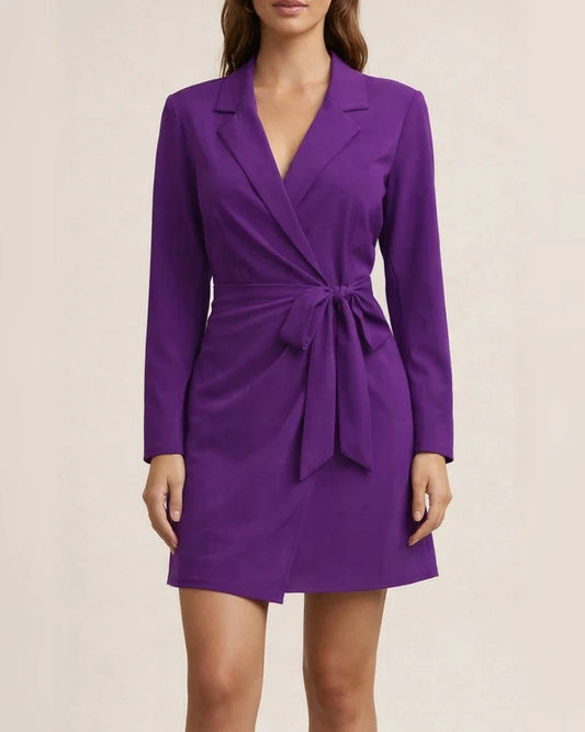 Intellectual Style Long-sleeved Mid-waist A-line Dress Temperament Commuter Women's Suit Dress V-neck Dresses | JRSEE:75aa49e3-a800-41a5-bb3a-c394de2a200a