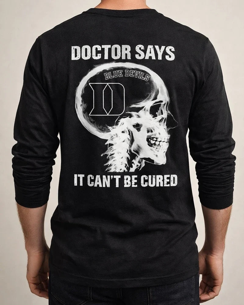 IT CAN'T BE CURED Letter Skull Print Long-sleeved Loose Cotton Men's Bottoming Shirt | JRSEE:a603d186-acee-4867-a266-27c4917d8726