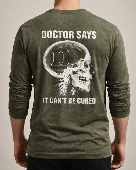 IT CAN'T BE CURED Letter Skull Print Long-sleeved Loose Cotton Men's Bottoming Shirt | JRSEE:c10b6bfa-7e15-410b-b229-7cff68e2ff46