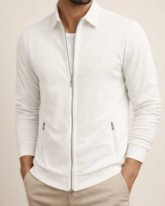 Jacket Men's Spring and Fall Waffle Zipper Pockets Lapel Slim Cardigan Men's Jacket | JRSEE:e80557de-b201-4726-822c-700fee36b761