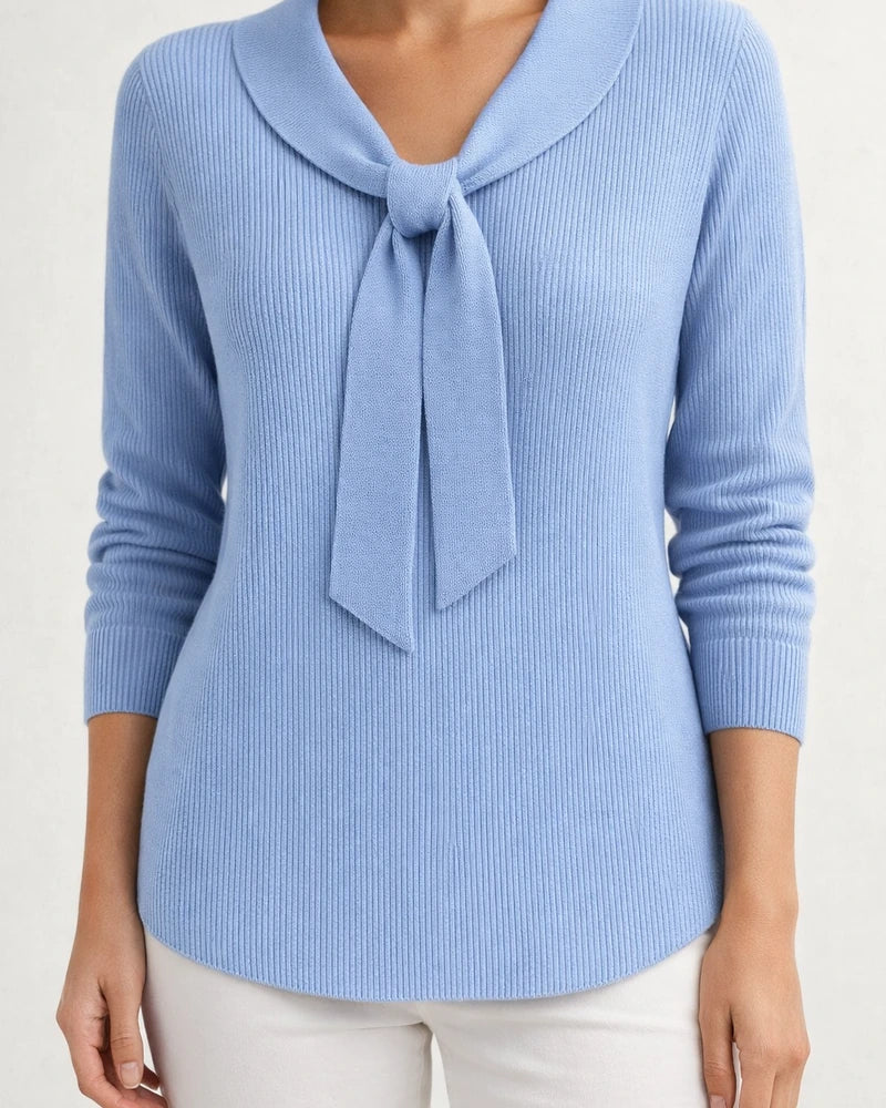 Knit Bow Sweater - New Fall/Winter Solid Color Women's Knit Top | JRSEE:b412e5d2-f9be-4fcc-8427-7083b742af4c