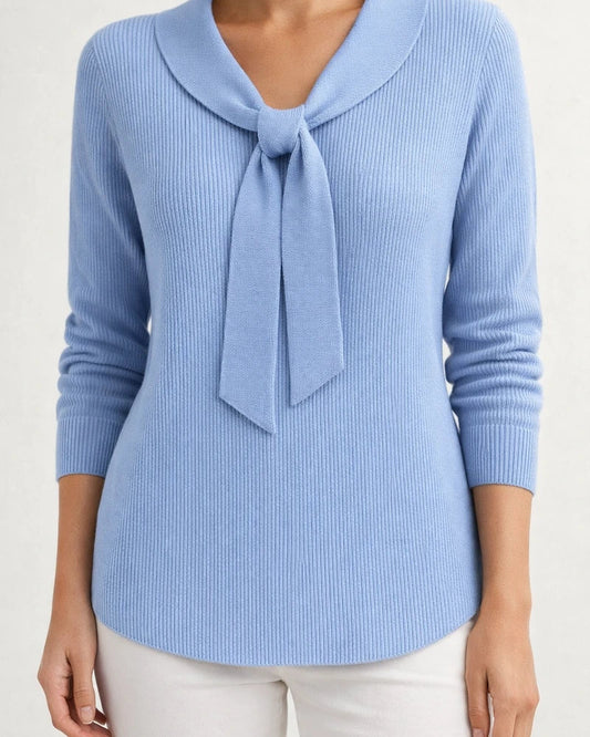 Knit Bow Sweater - New Fall/Winter Solid Color Women's Knit Top | JRSEE:b412e5d2-f9be-4fcc-8427-7083b742af4c