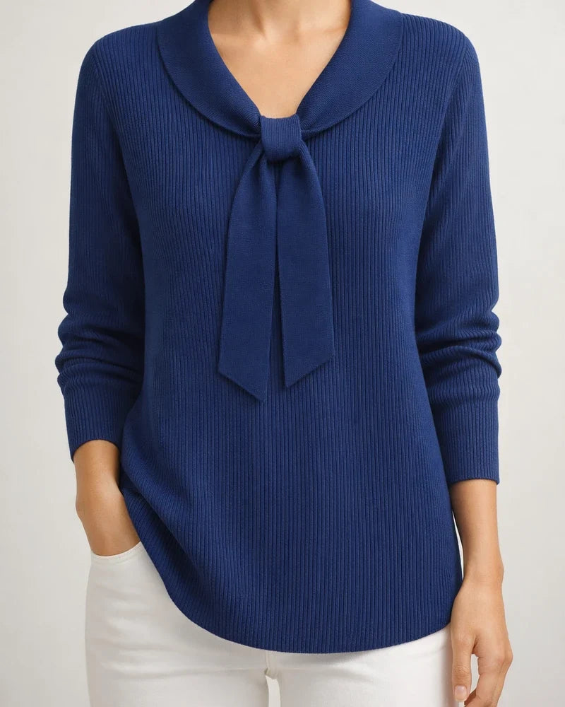 Knit Bow Sweater - New Fall/Winter Solid Color Women's Knit Top | JRSEE:06c9c57e-b263-4f40-8765-b1677cfe59b5