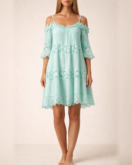 Lace Patchwork Suspender Flower Girdle Casual Solid Loose Dress White Dresses | JRSEE:c62dd8cc-3c74-44a1-ad56-7ea603a8d61d