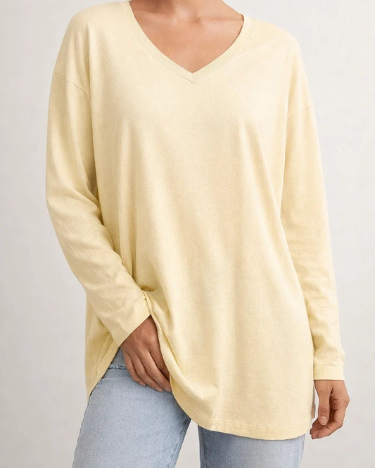 Ladies T-shirt New Multi-color Loose Drop Shoulder Sleeve V-neck Solid Color Women's Tops | JRSEE:1c3ff5b3-7132-409a-af9c-279bd5c3946c