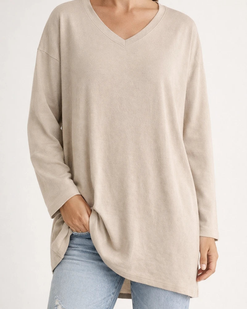 Ladies T-shirt New Multi-color Loose Drop Shoulder Sleeve V-neck Solid Color Women's Tops | JRSEE:5f02dc92-0a1c-42db-9dde-90291191cd80
