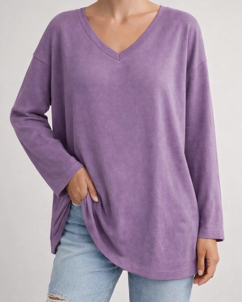 Ladies T-shirt New Multi-color Loose Drop Shoulder Sleeve V-neck Solid Color Women's Tops | JRSEE:202fb1ea-7ea7-48e1-9db5-b1213603e41a