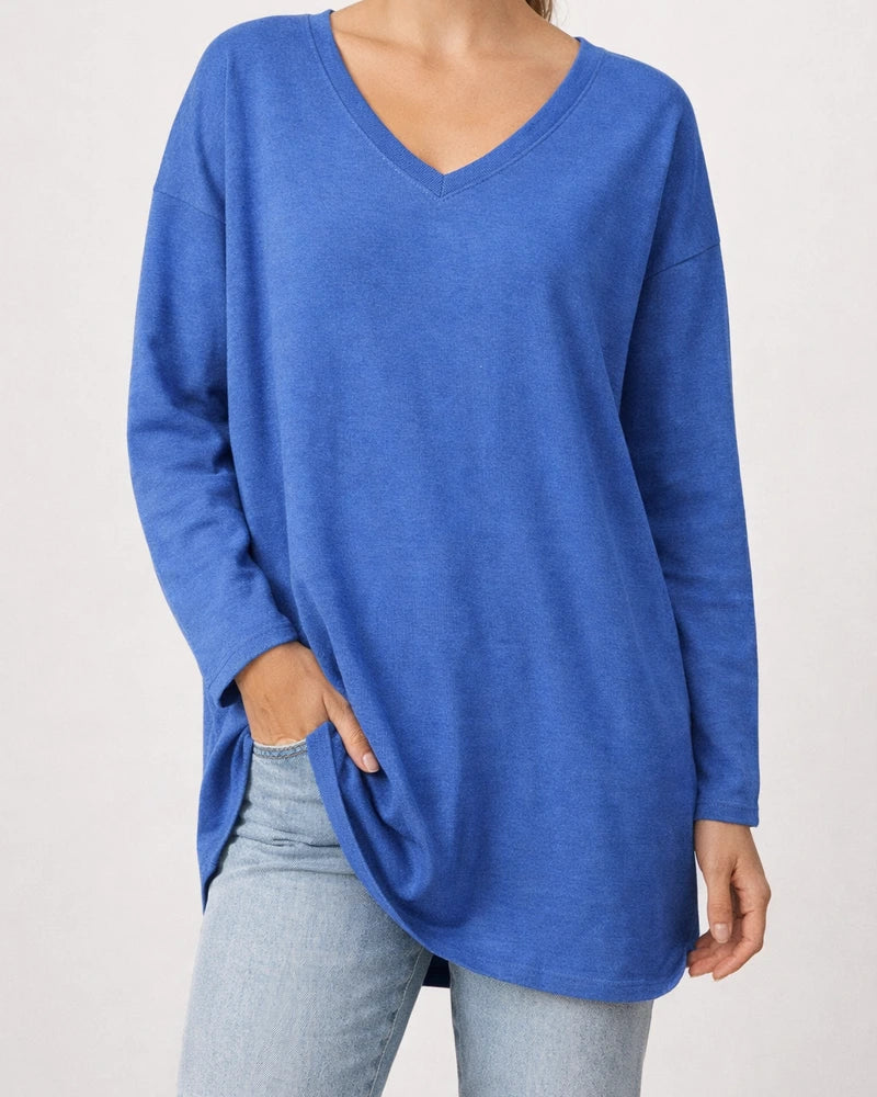 Ladies T-shirt New Multi-color Loose Drop Shoulder Sleeve V-neck Solid Color Women's Tops | JRSEE:9fd5c6bc-1b6b-4253-9152-ea81f6f9b49a