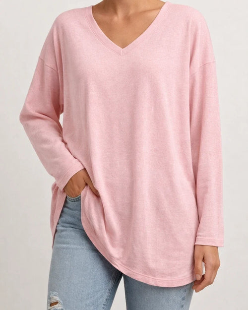 Ladies T-shirt New Multi-color Loose Drop Shoulder Sleeve V-neck Solid Color Women's Tops | JRSEE:85ff9e85-db4b-4e94-be46-25390f41d7bd