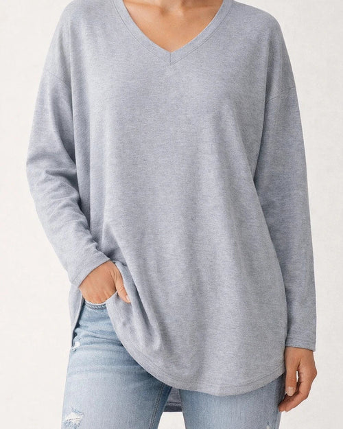 Ladies T-shirt New Multi-color Loose Drop Shoulder Sleeve V-neck Solid Color Women's Tops | JRSEE:04210793-1b6b-4013-a9d8-99059a5c0e3b