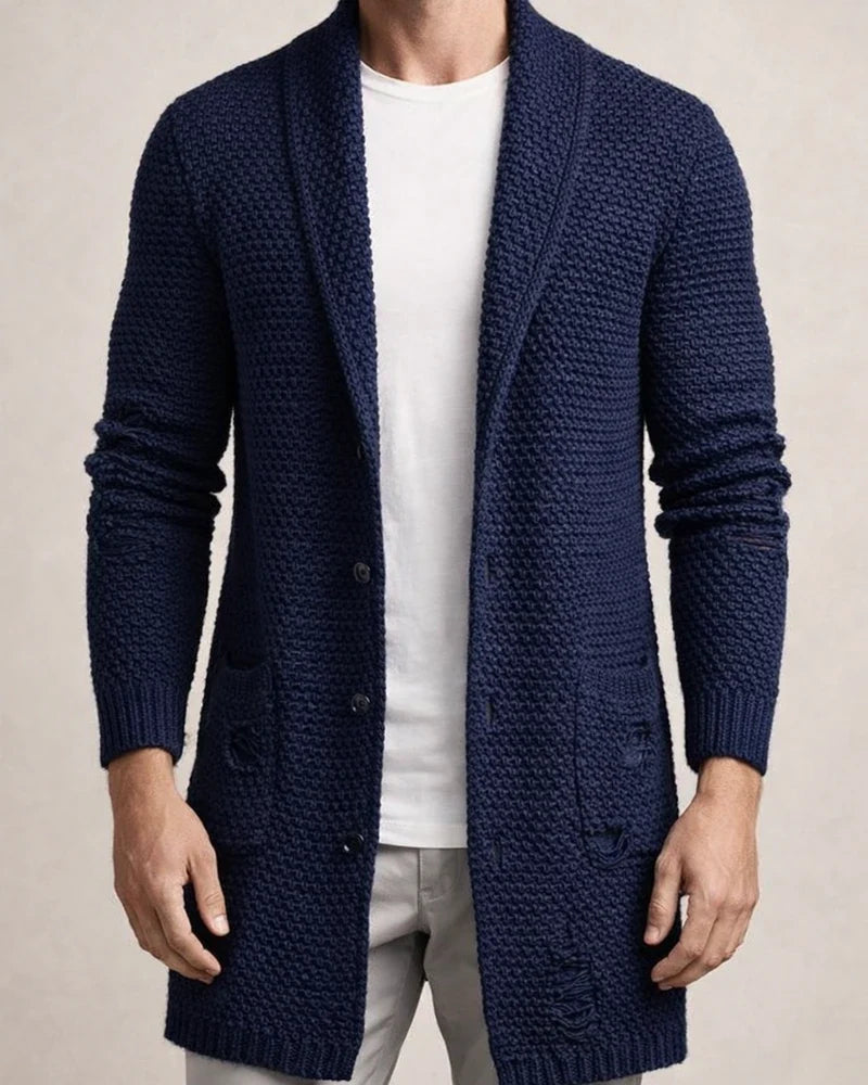 Lapel Long-sleeved Ribbed Bottom Hem Sweater Men's Mid-length Loose Cardigan Knitted Jacket Muscle Men's Sweater | JRSEE:bd49f699-bb42-4171-8be8-c32430c97b12