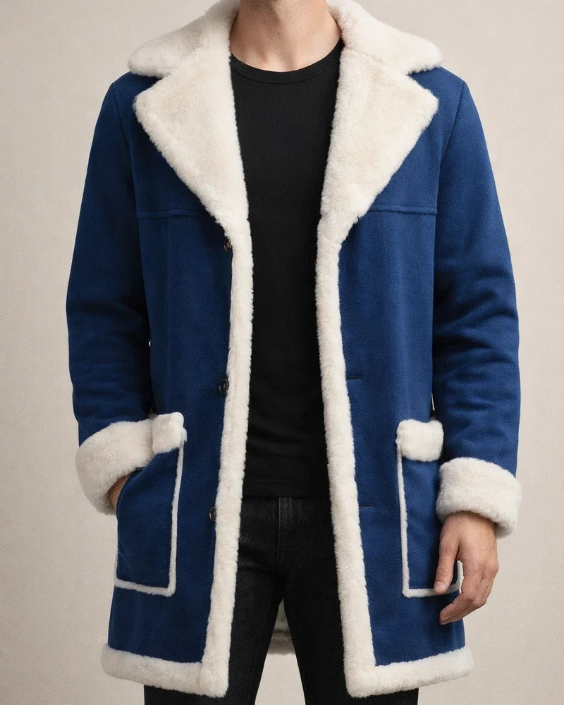 Leather and Fleece Thickened Men's Medium - Length Coat | JRSEE:6ee528fe-cc1e-43b0-ac79-13f529a42885