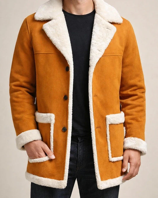 Leather and Fleece Thickened Men's Medium - Length Coat | JRSEE:0c8f65ba-7b70-42f2-9b43-a99f651f0310