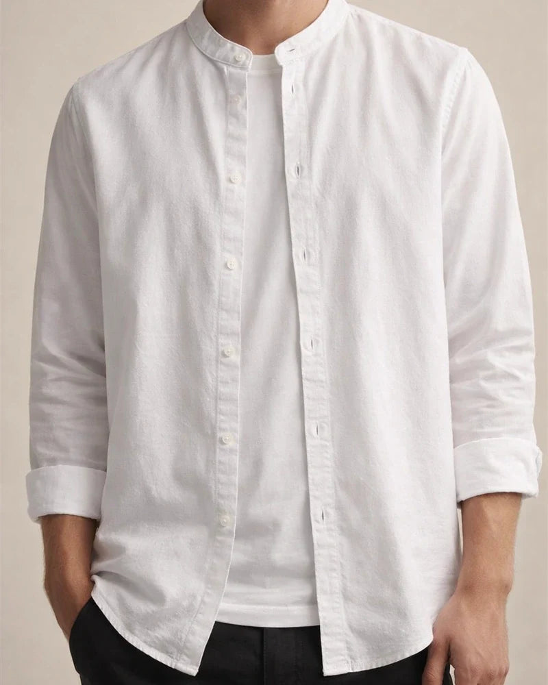 Linen Shirt Men's Casual Simple Long-sleeved Thin Section Solid Color Summer Collar Cotton Linen Shirt | JRSEE:77d616ce-c0bb-415e-839a-0310716b6cbc