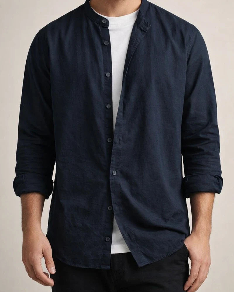 Linen Shirt Men's Casual Simple Long-sleeved Thin Section Solid Color Summer Collar Cotton Linen Shirt | JRSEE:8b7305f3-b850-462f-9521-7b951dabf64f