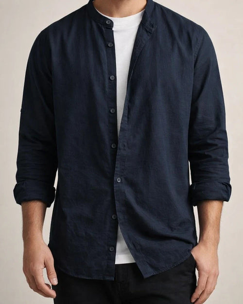 Linen Shirt Men's Casual Simple Long-sleeved Thin Section Solid Color Summer Collar Cotton Linen Shirt | JRSEE:8b7305f3-b850-462f-9521-7b951dabf64f