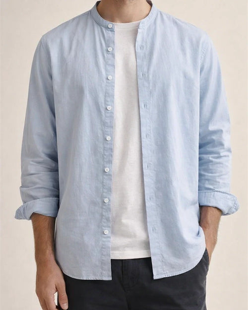 Linen Shirt Men's Casual Simple Long-sleeved Thin Section Solid Color Summer Collar Cotton Linen Shirt | JRSEE:6dd3eea6-a79f-481a-9c37-570ea4cc1196