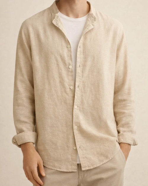 Linen Shirt Men's Casual Simple Long-sleeved Thin Section Solid Color Summer Collar Cotton Linen Shirt | JRSEE:160b6538-cb18-4ef6-a61d-5c997aa70235