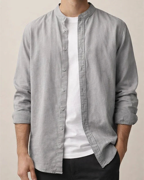 Linen Shirt Men's Casual Simple Long-sleeved Thin Section Solid Color Summer Collar Cotton Linen Shirt | JRSEE:5e115471-4816-40ab-bb3a-c8b6c37dc06e