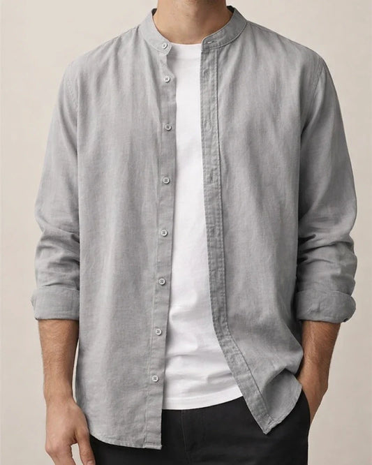Linen Shirt Men's Casual Simple Long-sleeved Thin Section Solid Color Summer Collar Cotton Linen Shirt | JRSEE:5e115471-4816-40ab-bb3a-c8b6c37dc06e