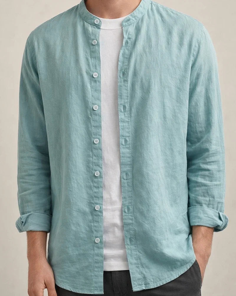 Linen Shirt Men's Casual Simple Long-sleeved Thin Section Solid Color Summer Collar Cotton Linen Shirt | JRSEE:3ef727f1-73cb-4359-be80-fbbf645fb988