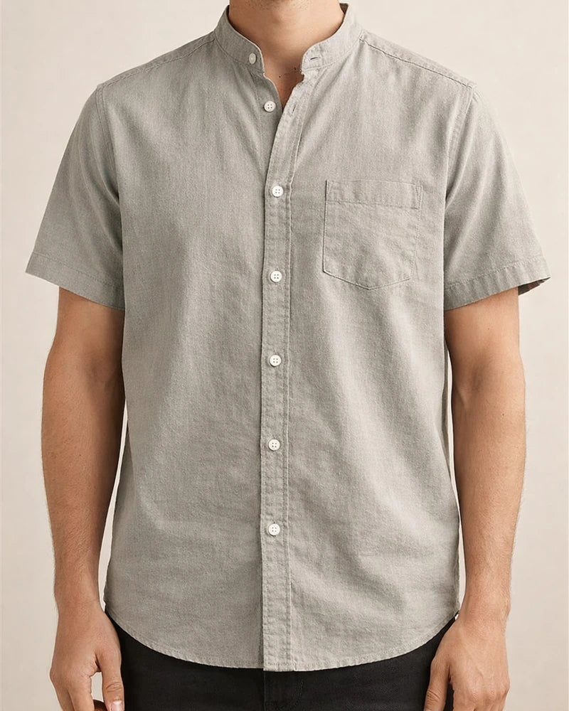Linen Shirt Men Short-sleeved Shirt Loose Summer Men's Casual Cotton Linen Shirt | JRSEE:fc3d32b1-0557-498b-9911-d59f61cc72fa