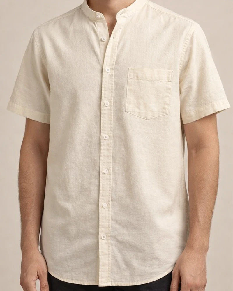 Linen Shirt Men Short-sleeved Shirt Loose Summer Men's Casual Cotton Linen Shirt | JRSEE:fcebe2ff-e78e-41a1-a8ba-771a8b3b08a0