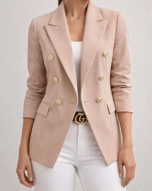 Long Sleeve Double Breasted Flap Detail Blazer | JRSEE:283d0af5-e9e6-4179-b95f-b491b14147e8
