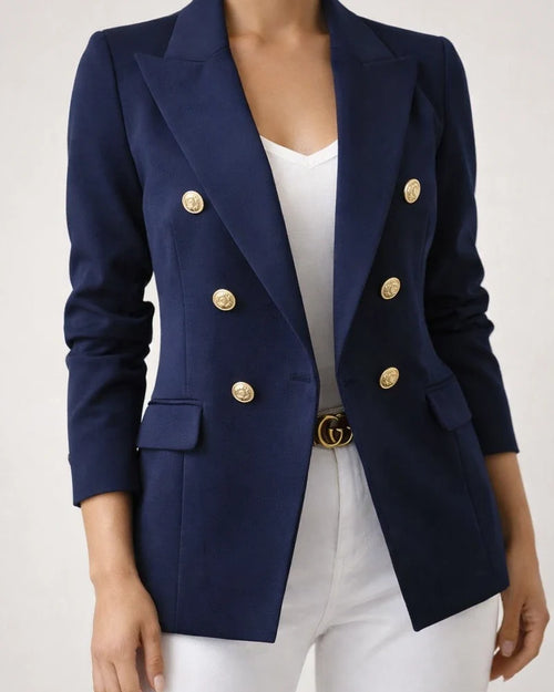 Long Sleeve Double Breasted Flap Detail Blazer | JRSEE:a9363c12-3e6e-44f7-9ac3-e20ab3b2c94c