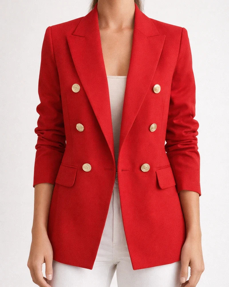 Long Sleeve Double Breasted Flap Detail Blazer | JRSEE:b78493c4-bdaf-4627-9921-3a94e6447a5c