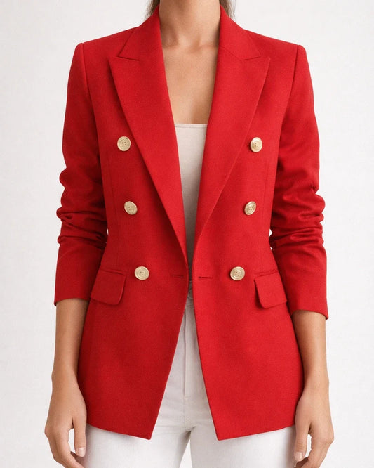 Long Sleeve Double Breasted Flap Detail Blazer | JRSEE:b78493c4-bdaf-4627-9921-3a94e6447a5c