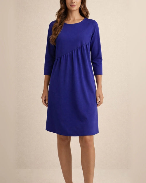 Long Sleeve Irregular Round Neck Dress with Solid Color | JRSEE:164e5caf-121a-430f-86fc-60efbc92cef6