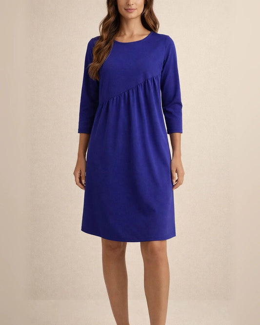 Long Sleeve Irregular Round Neck Dress with Solid Color | JRSEE:164e5caf-121a-430f-86fc-60efbc92cef6