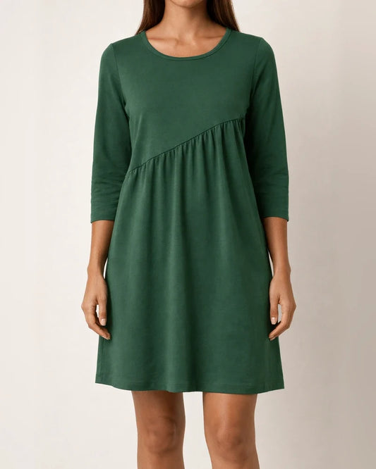 Long Sleeve Irregular Round Neck Dress with Solid Color | JRSEE:df71d2b2-abb6-43dd-be48-c48e919231fa