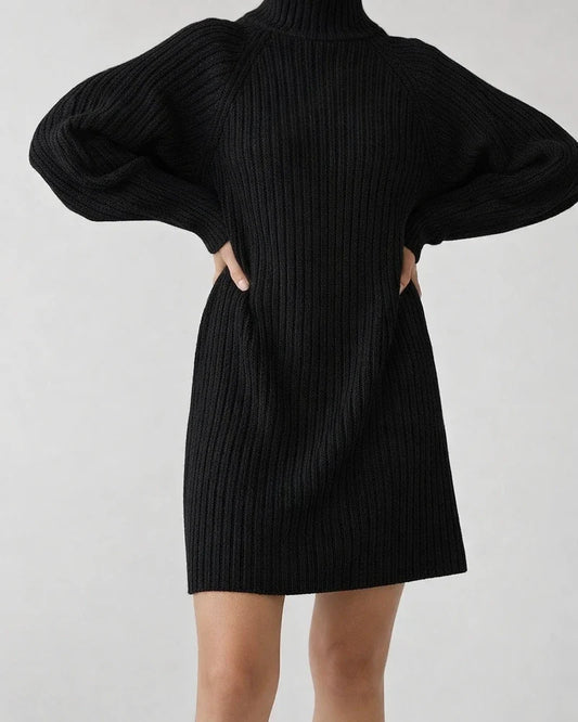 Long-sleeved High-neck Sweater Dress Women's Casual Loose Thickened Pit Stripes Solid Color Package Hip Autumn and Winter Knitted Dresses | JRSEE:0762853f-8713-48b4-92d1-abd787bd5e4f