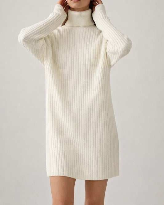 Long-sleeved High-neck Sweater Dress Women's Casual Loose Thickened Pit Stripes Solid Color Package Hip Autumn and Winter Knitted Dresses | JRSEE:070ab29f-bb68-4412-97cd-611b880ef6fa